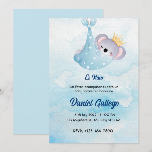 Spaanse baby shower kaart (Voorkant / Achterkant)