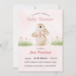 Spaanse baby shower uitnodiging roze beer meisje
