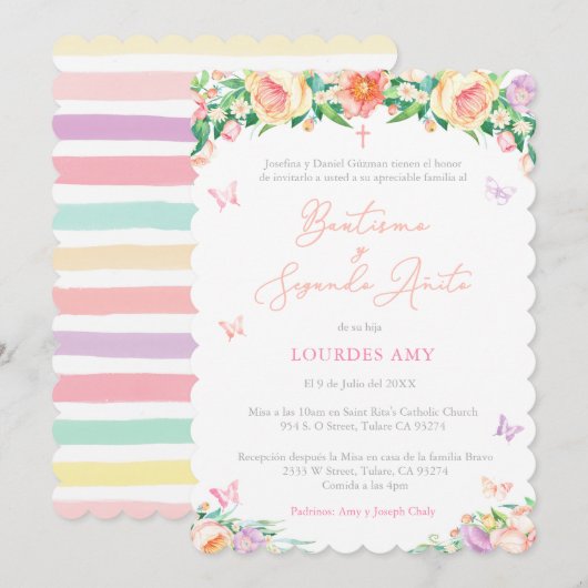 Spaanse Bautizo 2Do Cumple, Baptism 2e verjaardag Kaart (Voorkant / Achterkant)