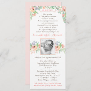 Spaanse Bautizo Peach Spring Baptism nodigt meisje Kaart
