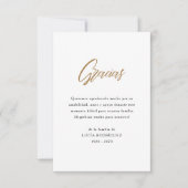 Spaanse begrafenis Gracias Memorial Gold Bedankkaart (Voorkant)