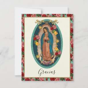 Spaanse begrafenis Guadalupe Religieuze Dank u Bedankkaart