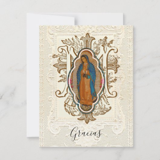 Spaanse begrafenis Guadalupe Religieuze Dank u Bedankkaart (Voorkant)