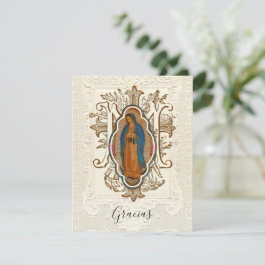Spaanse begrafenis Guadalupe Religieuze Dank u Bedankkaart (Staand voorkant)