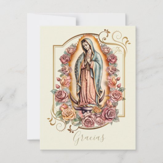 Spaanse begrafenis Guadalupe Religieuze Dank u Bedankkaart (Voorkant)