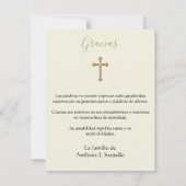 Spaanse begrafenis Guadalupe Religieuze Dank u Bedankkaart (Achterkant)