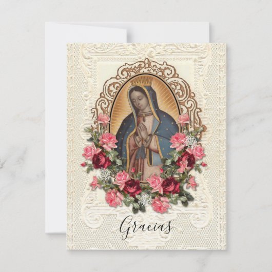 Spaanse begrafenis Guadalupe Religieuze Dank u Bedankkaart (Voorkant)