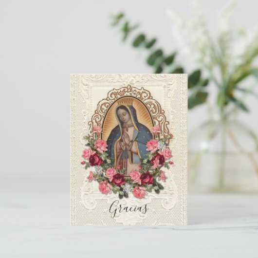 Spaanse begrafenis Guadalupe Religieuze Dank u Bedankkaart (Staand voorkant)