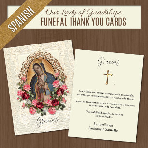 Spaanse begrafenis Guadalupe Religieuze Dank u Bedankkaart