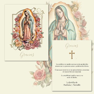 Spaanse begrafenis Guadalupe Religieuze Dank u Bedankkaart