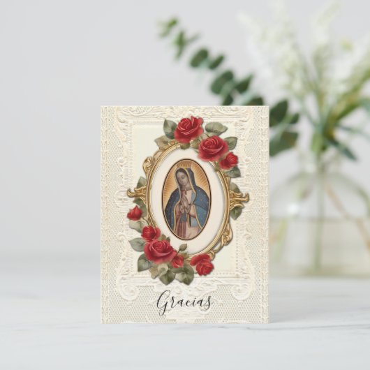 Spaanse begrafenis Guadalupe Religieuze Dank u Bedankkaart (Staand voorkant)