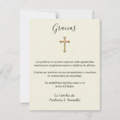 Spaanse begrafenis Guadalupe Religieuze Dank u Bedankkaart (Achterkant)