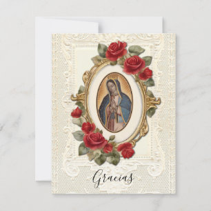Spaanse begrafenis Guadalupe Religieuze Dank u Bedankkaart