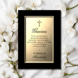 SPAANSE begrafenis kruis goud zwart FOTO dank u Kaart