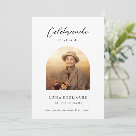 Spaanse begrafenis Order of Service Foto Programmakaart (Staand voorkant)
