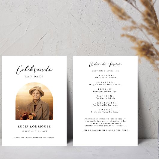Spaanse begrafenis Order of Service Foto Programmakaart
