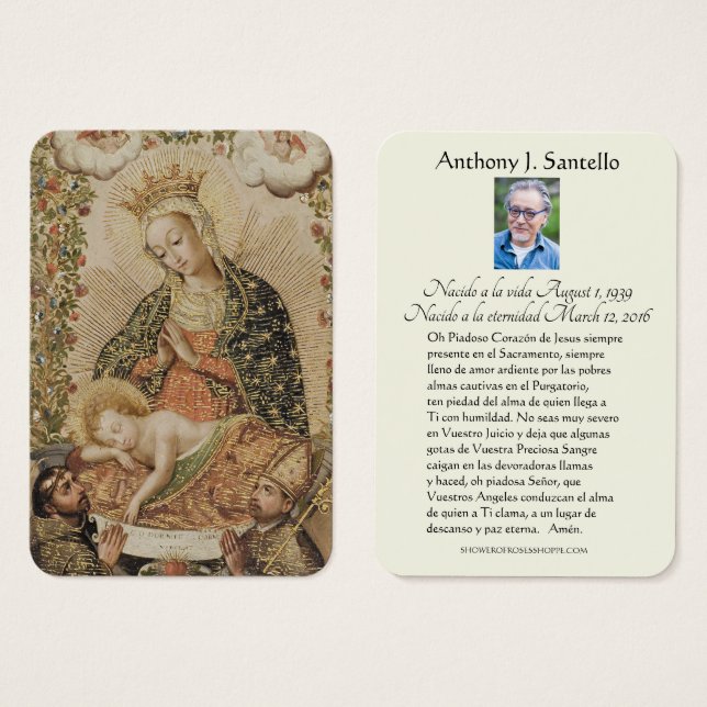 Spaanse begrafenis van Mary Jesus Memorial Prayer Visitekaartje (Voorkant /achterkant)