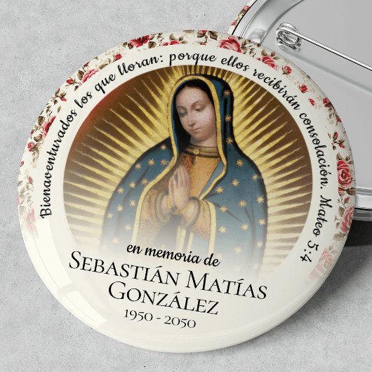 Spaanse begrafenis Virgen de Guadalupe Ronde Button 5,7 Cm