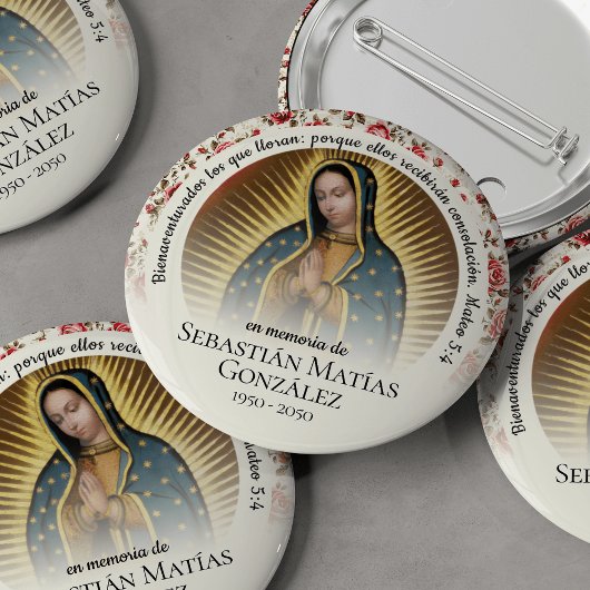 Spaanse begrafenis Virgen de Guadalupe Ronde Button 5,7 Cm