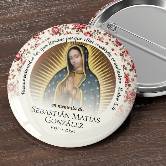 Spaanse begrafenis Virgen de Guadalupe Ronde Button 5,7 Cm