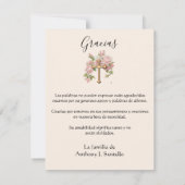 Spaanse begrafenisboviene Mary Religious Dank u Bedankkaart (Achterkant)