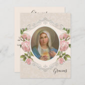 Spaanse begrafenisboviene Mary Religious Dank u Bedankkaart (Voorkant / Achterkant)