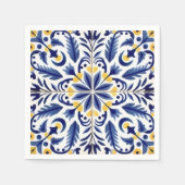 Spaanse blauwe bloem gele citroenen servet (Voorkant)