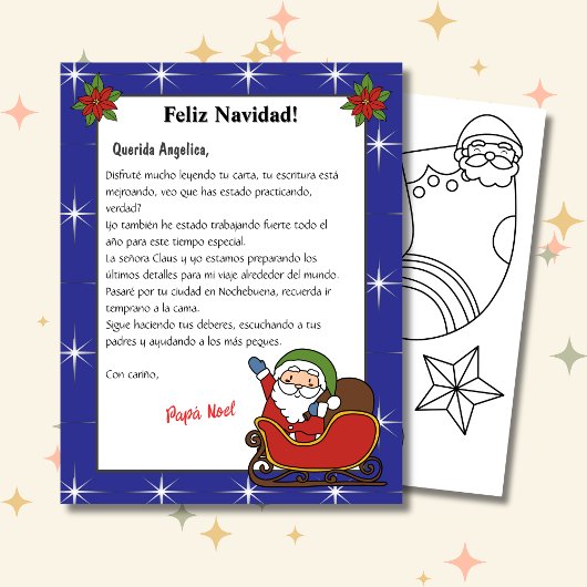 Spaanse blauwe brief van Santa Carta de Papá Noel