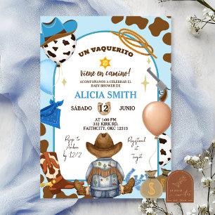 Spaanse Blauwe Cowboy Jongen Baby Shower Kaart