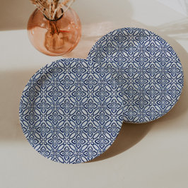 Spaanse blauwe en witte tegels bruidsdouche brunch papieren bordje