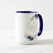 Spaanse blauwe Floral Gracias Con Oración Bautizo Mok (Voorkant rechts)