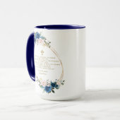 Spaanse blauwe Floral Gracias Con Oración Bautizo Mok (Voorkant links)