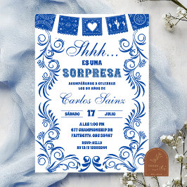 Spaanse Blauwe Talavera SORPRESA Verjaardagsfeest Kaart