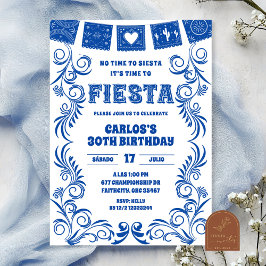 Spaanse Blauwe Talavera Verjaardagsfeest Kaart