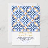 Spaanse blauwe Tegel mediterrane bruiloft Kaart (Voorkant)