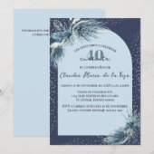 Spaanse Blauwe Winter Bloemen 40ste Verjaardagsfee Kaart (Voorkant / Achterkant)