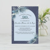 Spaanse Blauwe Winter Bloemen 90ste Verjaardagsfee Kaart (Staand voorkant)