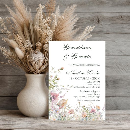 Spaanse Bloem Bruiloft Kaart