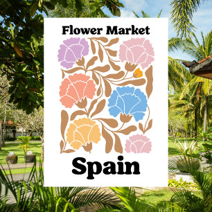 Spaanse Bloemenmarkt Kleurrijke Anjer Bloemen Briefkaart