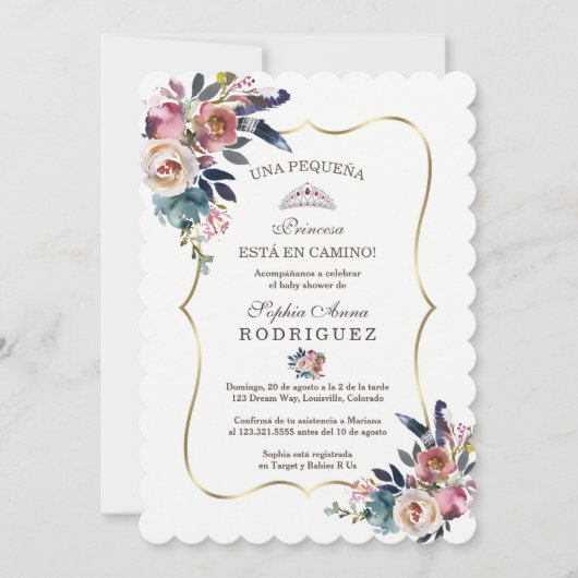 Spaanse Bloesem Bloemen Uitnodiging voor Baby Show (Voorkant)