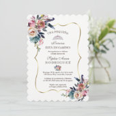 Spaanse Bloesem Bloemen Uitnodiging voor Baby Show (Staand voorkant)