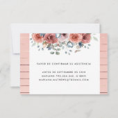 Spaanse, Blush en Dusty Blue Floral RSVP-kaart RSVP Kaartje (Voorkant)