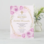 Spaanse blush roze bloemendoop kaart (Staand voorkant)