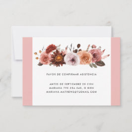 Spaanse, Blush, Roze en Bourgondische Floral RSVP- RSVP Kaartje