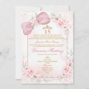 Spaanse Blush Roze Strik Coquette Prinses 15 Jaar Kaart