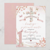 Spaanse Blush Roze Vlinder Bautizo 1e Verjaardag Kaart (Voorkant / Achterkant)