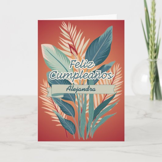 Spaanse Boheemse Bloemen Terracotta Gelukkige Verj Kaart (Voorkant)