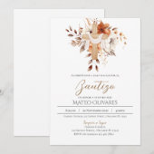 Spaanse Boho Bloemen Doop uitnodiging (Voorkant / Achterkant)