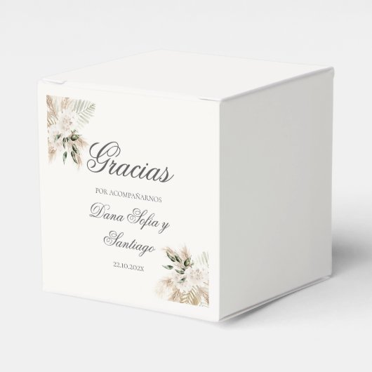 Spaanse Boho bruiloft Bedankdoosjes (Voorkant Zijde)