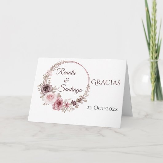 Spaanse Boho Bruiloft Dank u kaart (Voorkant)